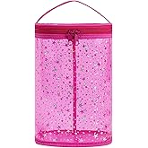 RSRSLEII Clear Star Lotion Cylinder Bag for Toiletry,Waterproof PVC Sunscreen Travel Makeup Bag,Top Handle Cosmetic Bag Gift for Beach and Pool(01Hot Pink)