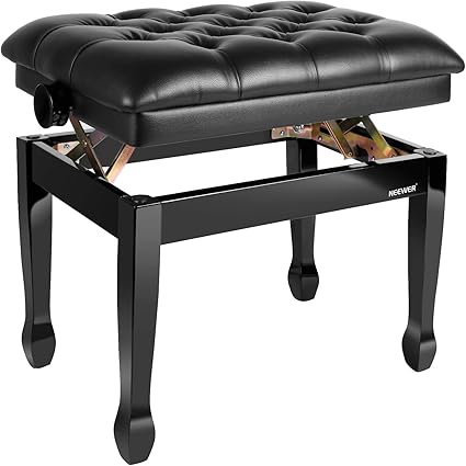 Neewer 40 45 Cm Banquette De Piano A Hauteur Reglable Avec Coussin Epais Et Doux En Cuir Polyurethane Pour Un Confort Deluxe Noir Amazon Fr Instruments De Musique