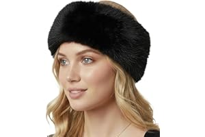 Funky Junque Women's Luxuriously Soft Fuzzy Black Faux Fur Ear Warmer Headband Winter Ear Warmers One Size Fits Most - Black