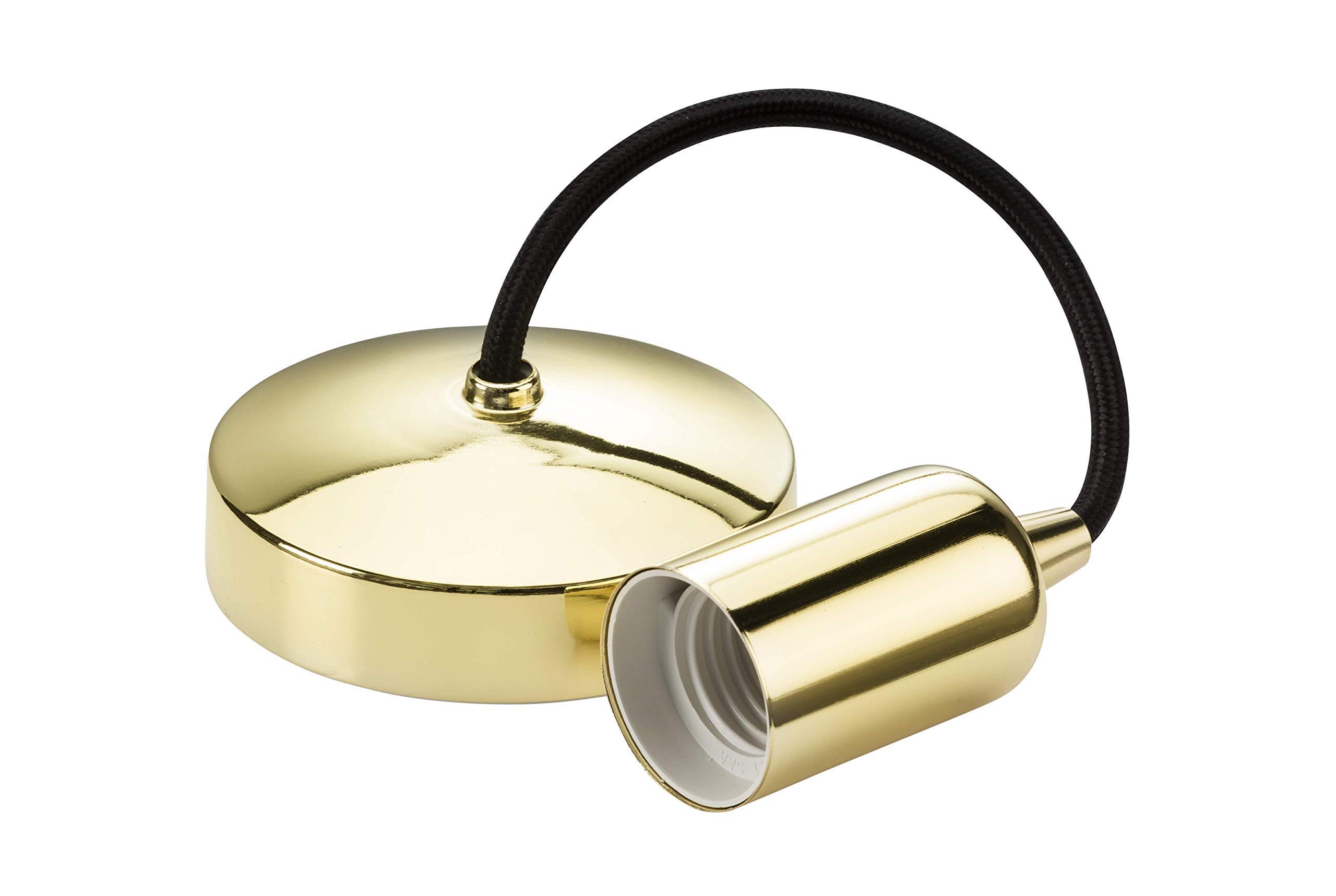 Knightsbridge 6 Inch E27 Contemporary Pendant Set in Polished Brass