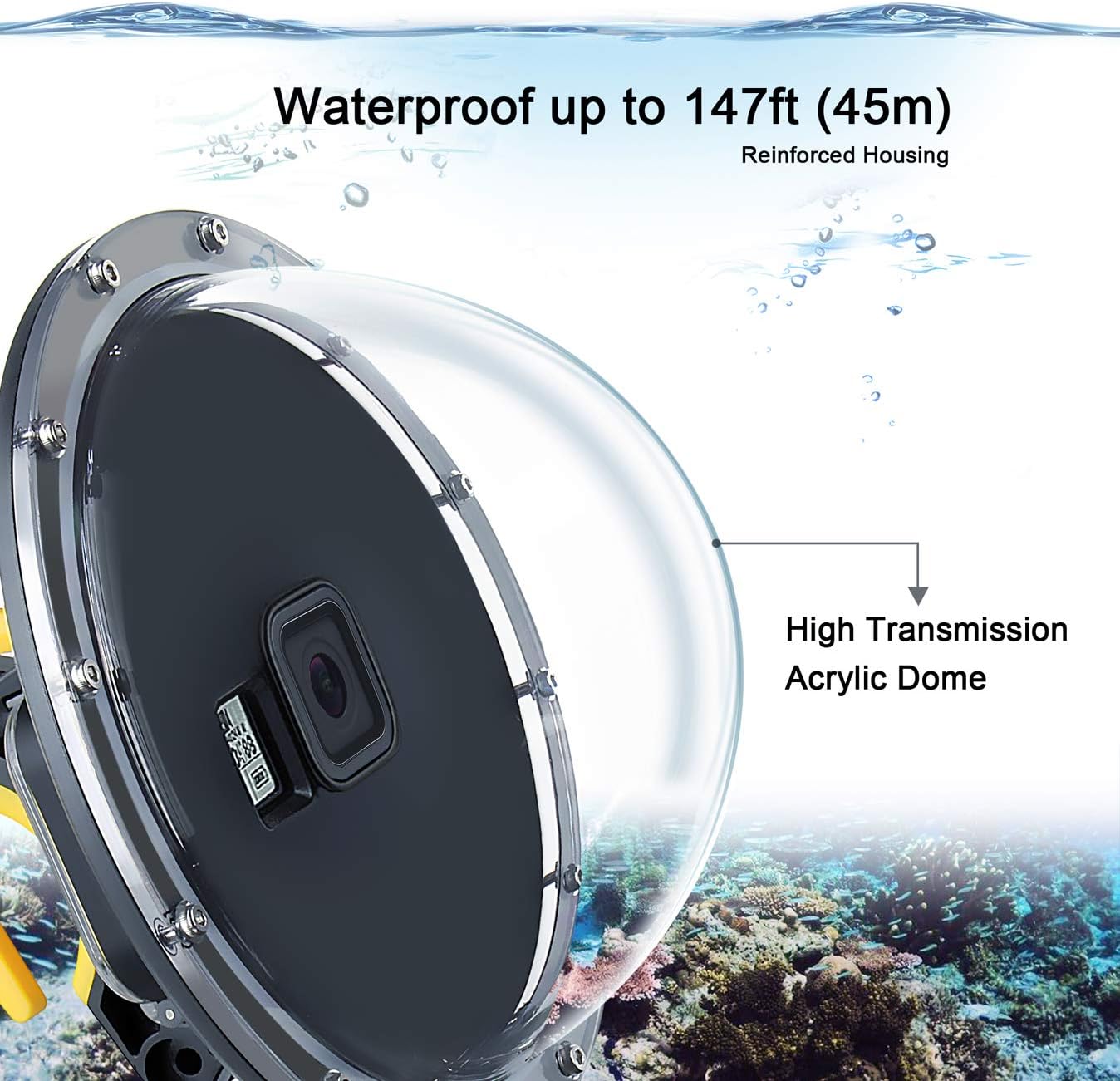 SOONSUN Dome Port for GoPro HERO 8 Black, 147 Feet Underwater Dome Lens with Waterproof Housing Case, Floating Hand Grip - Image 4