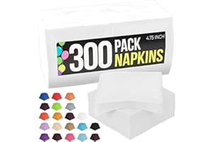 300 Pack White Napkins Disposable, 2 Ply Party Napkins, White Disposable Napkins, Fun Napkins Everyday – Great As Cocktail Na