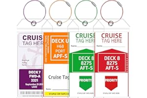 CPCOIN Luggage Tags for Suitcases 4 Pack Cruise Luggage Tags for Carnival, P&O, Costa, NCL & Princess Waterproof Reusable Cruise Ships Essentials Sturdy Clear Cruise Must Haves