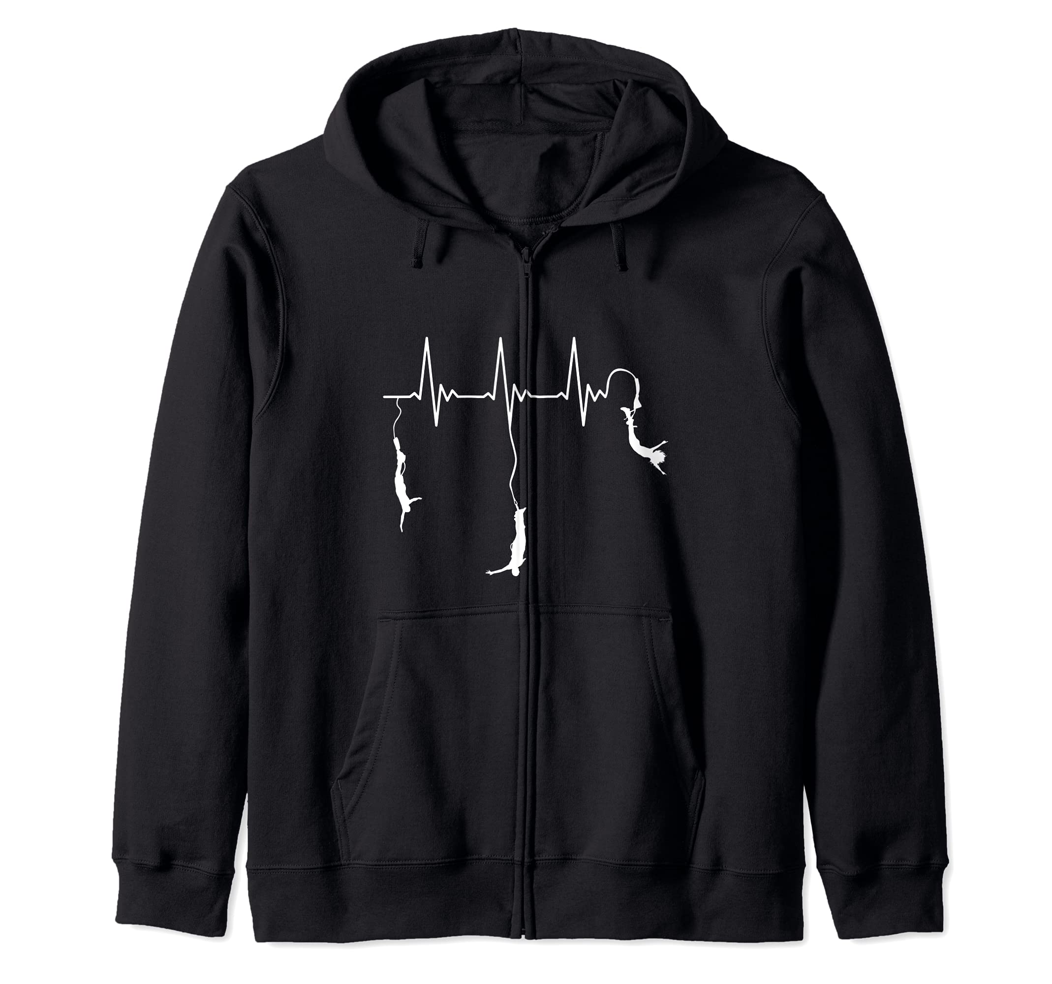 Bungee Jumping Heartbeat Extreme Sports Bungee Jumper Zip Hoodie