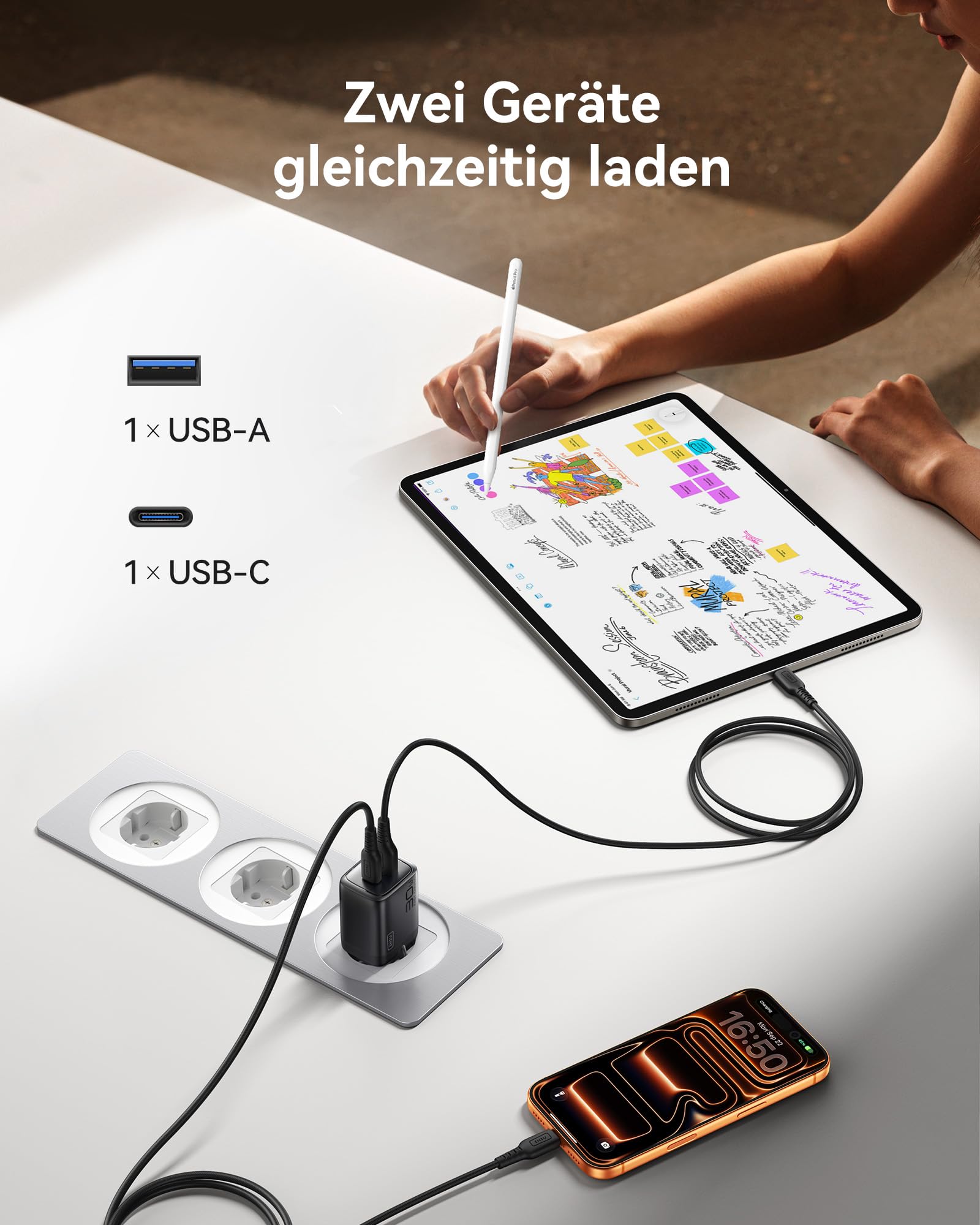 INIU 30W USB C Ladegerät, PD GaN Tech Schnellladegerät mit Schnellladekabel USBC, iPad Netzteil Adapter für iPhone 17 16 15 Pro Max, iPad Air 13, Samsung S25 S24 Ultra, Xiaomi 17 Ultra, Pixel 10 9a 3