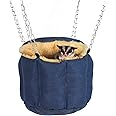 Sugar Glider Pouch, Rat Hanging Bed, Chipmunks Warm Bed, Rat Cage Accessories, Small Pet Animals Bed Dutch Pig Hamster Nest, Syrian Hamster Habitat Mini House, Play and Sleeping (Blue)