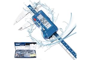 Dasqua Digital Caliper 8", IP54 Stainless Steel Water Resistant Caliper with Large LCD Display and Storage Case, Easy Switch Between Inch/Metric/Fraction, Accuracy 0.001'', Precision Measuring Tool
