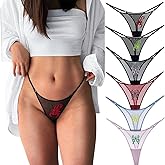 4UFIT Mesh G-String Thongs for Women Adjustable Sexy Low Rise Underwear Scorpion Embroidered T-back Thongs Panties 3-6 Pack