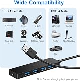Aceele USB Hub 3.0 4-Port with 2ft Extension Cable and Type-C Power Port view 6