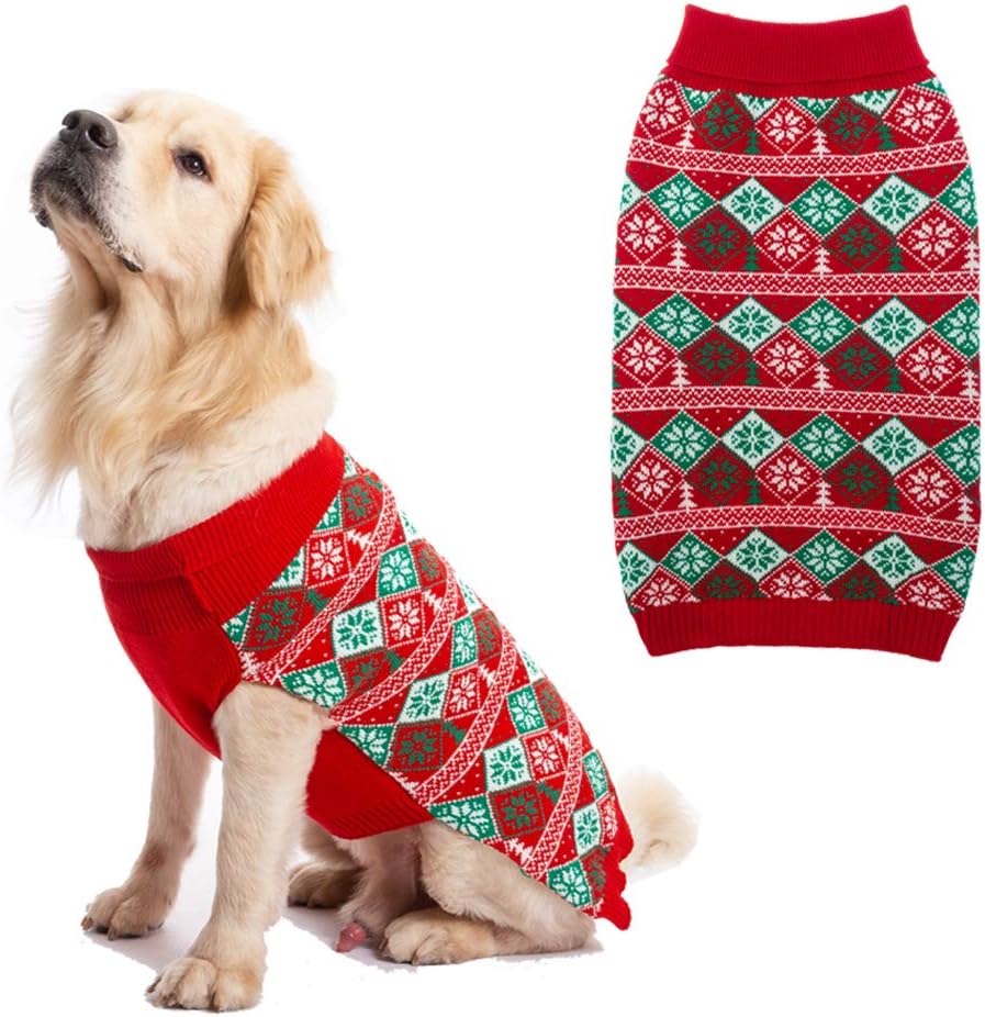 KOOLTAIL Turtleneck Dog Christmas Jumper for Small Medium Large Dogs Soft &Warm Sweater Coat