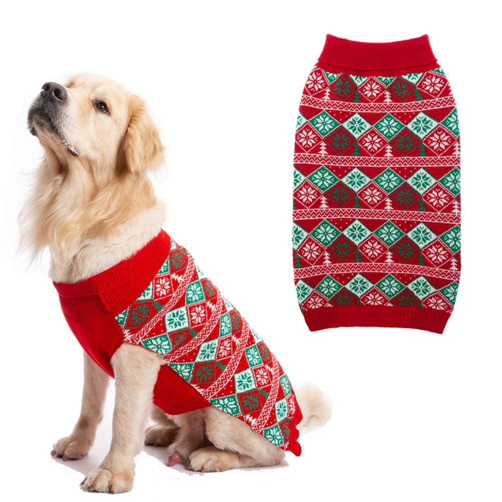 KOOLTAIL Turtleneck Dog Christmas Jumper for Small Medium Large Dogs, Soft &Warm Sweater Coat, Comfortable Dog Knitted Winter Clothes Outfit for Boys Girls
