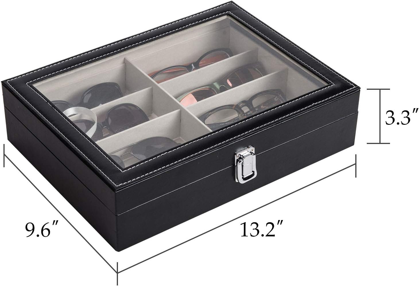 CO-Z Leather Multi Sunglasses Organizer for Women Men, Eyeglasses Eyewear Display Case, Jewelry Watch Organizer, Sunglasses Jewelry Collection Case, Sunglass Glasses Storage Holder Box with 8 Slots: Home & Kitchen