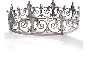 LKBBC King Crown for Men - Full Round Metal Royal Birthday Prince Prom Kings Crown -Medieval Headpiece with Sparkling Crystals | 6.3 Inch Costume &Cosplay Accessories