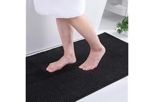 Kitinjoy Non Slip Chenille Bath Mat, Extra Soft Bathroom Mat, Super Absorbent Fluffy Bath Mats for Bathroom, Machine-Washable