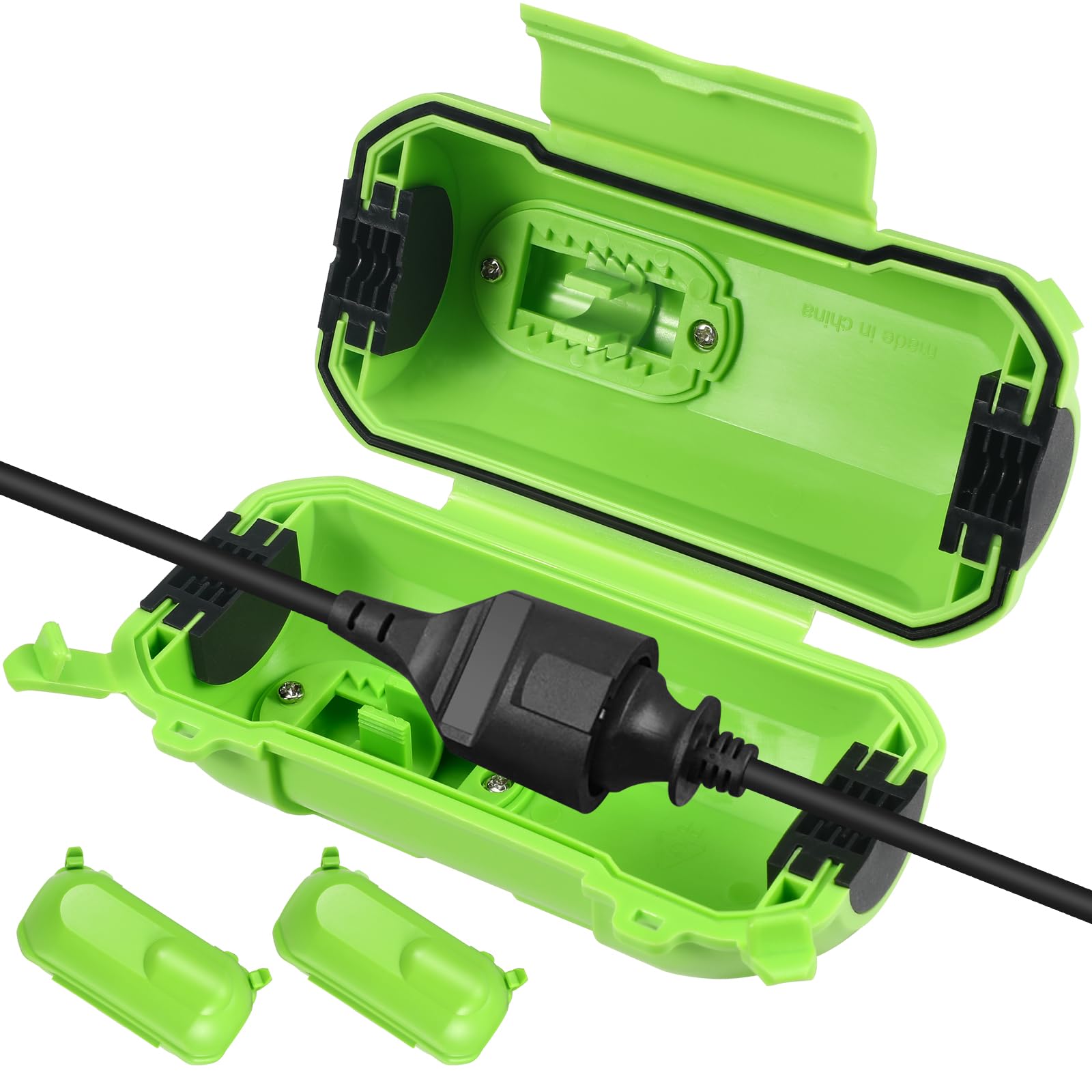 Photo 1 of [4-Pack] Outdoor Extension Cord Covers?Waterproof Box and Cord Safety housing, Plug Cover, Adjustable Dividers, Protect Outlet, Plug, Holiday Lights & Electrical Tool Cord Connection,Green
