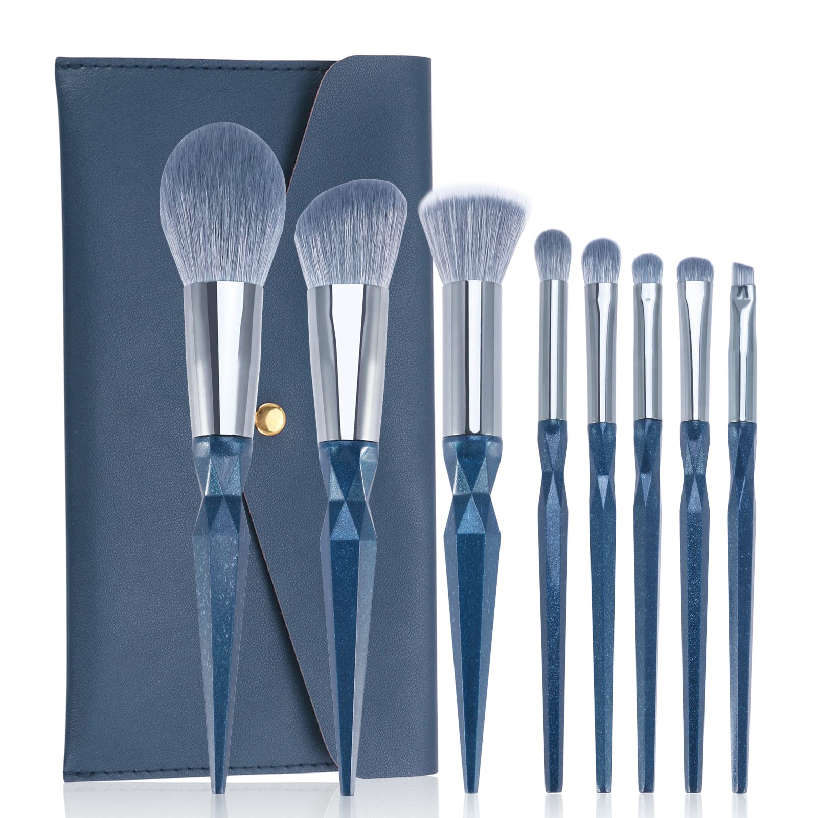 ENZO KEN Sapphire Blue Makeup Brush Set Professional, Vegan Makeup Brushes Set, Makeup Brush Set with Case, Glitter Cosmetic Brushes Makeup Set, Make up Brushes Vegan, Make up Brushes Set Professional
