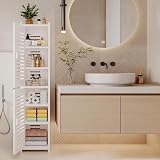 Dripex 7 Tier Tall Bathroom Floor Cabinet 20W x 20D x 118H cm White view 2