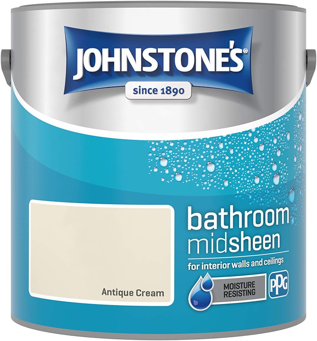 Johnstone's, Bathroom Paint, Antique Cream, Mid Sheen Finish, Stain Blocker Paint, Use in Moist & Damp Areas