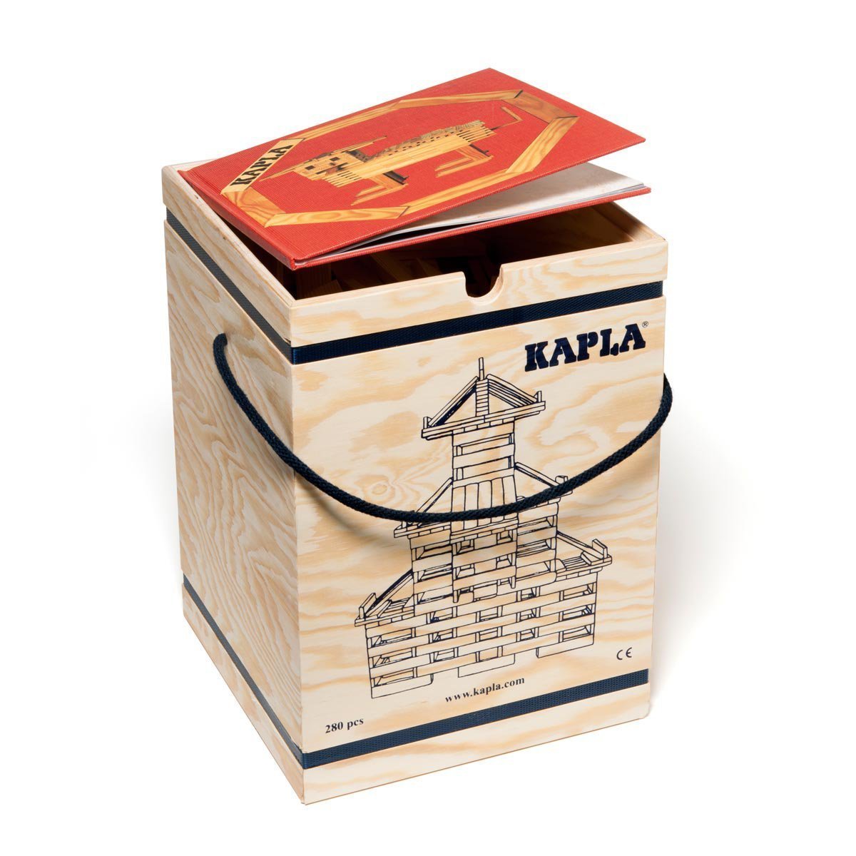 Kapla 280 Holzkiste mit Kunstbuch Rot (6+)