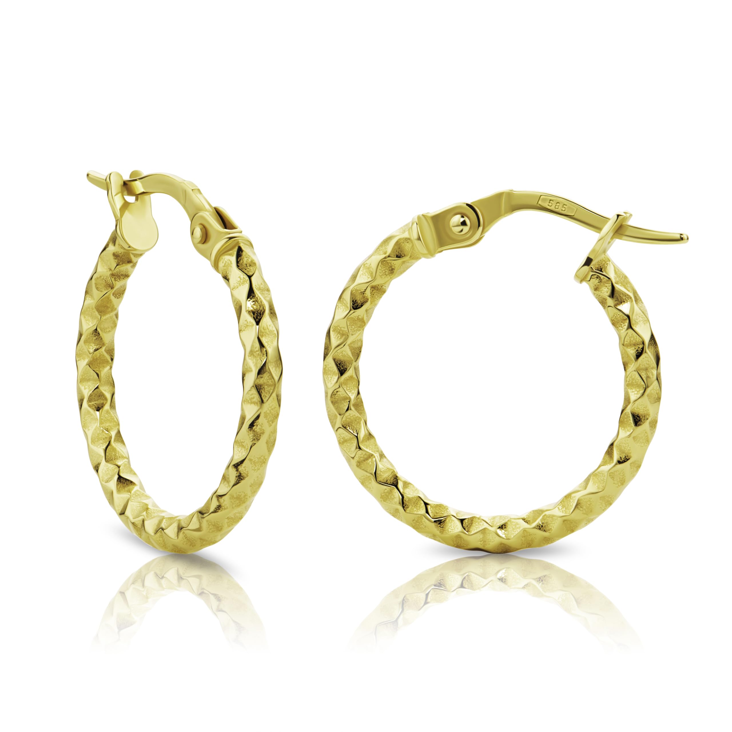 Orovi Yellow Gold Earrings for Women in 14 Carat Gold, Hypoallergenic Earrings - handmade hoops with jewellery box - Made in Italy