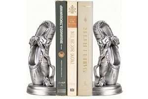 MXARLTR Bookends for Shelves, Ballet Slipper Decorative Bookends - Book Ends with Anti-Slip Pad for Book Lovers Dancers Heavy