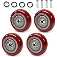 Juvielich Rueda de 3.5 pulgadas, 4 ruedas giratorias de poliuretano para carro, ruedas de placa resistente, ruedas de 3.5 x 1