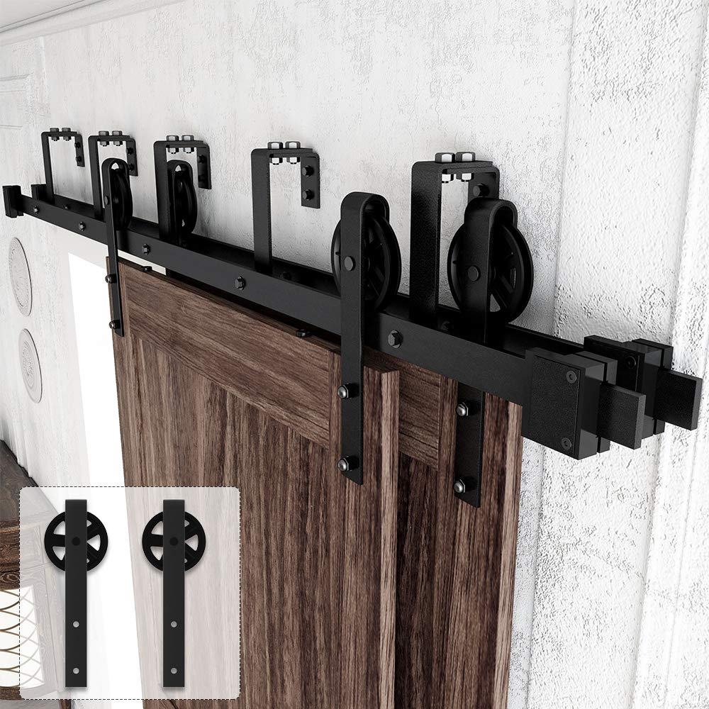 Buy skysen 8FT Low Ceiling Heavy Duty Sliding Barn Door Hardware Double Track Bypass Double Door