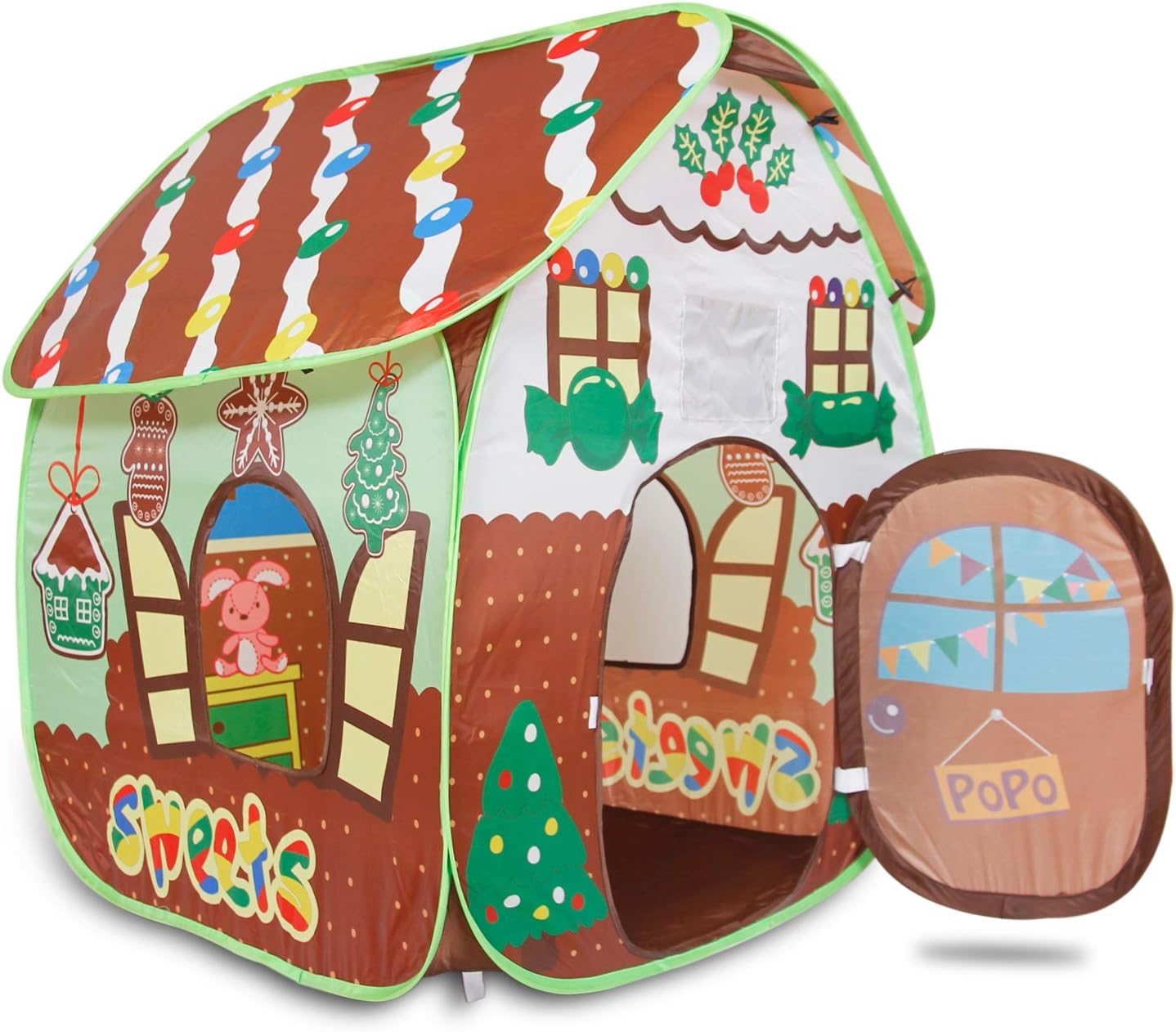 ALPIKA Kids Indoor Outdoor Kids Tent Children Play Tent And Portable Toy Tent For Boys Girls (Gingerbread Tents)