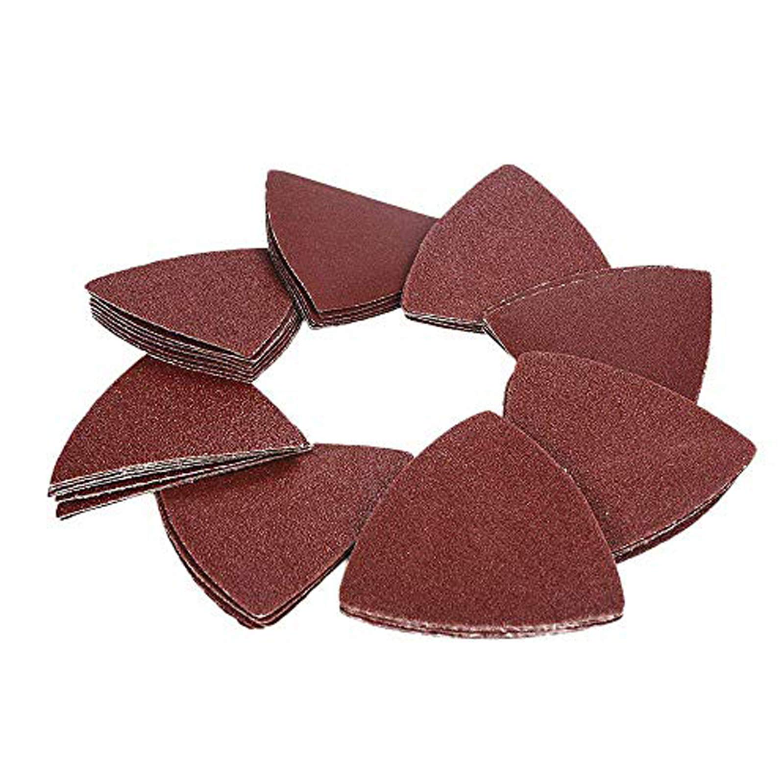 OxoxO 80mm Triangular Sanding Pad Abrasive Sandpaper NO Hole 40 60 80 120 180 240 Grits Aluminum Oxide Hook & Loop Sanding Sheets (72-Pack)