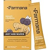 Farmana Immune Support Drink Mix - Immune Support with Mushrooms and Botanicals - Antioxidant-Rich Vitamin D & C Blend - Daily Immune Booster with Organic Ingredients - Spicy BlackBerry Ginger