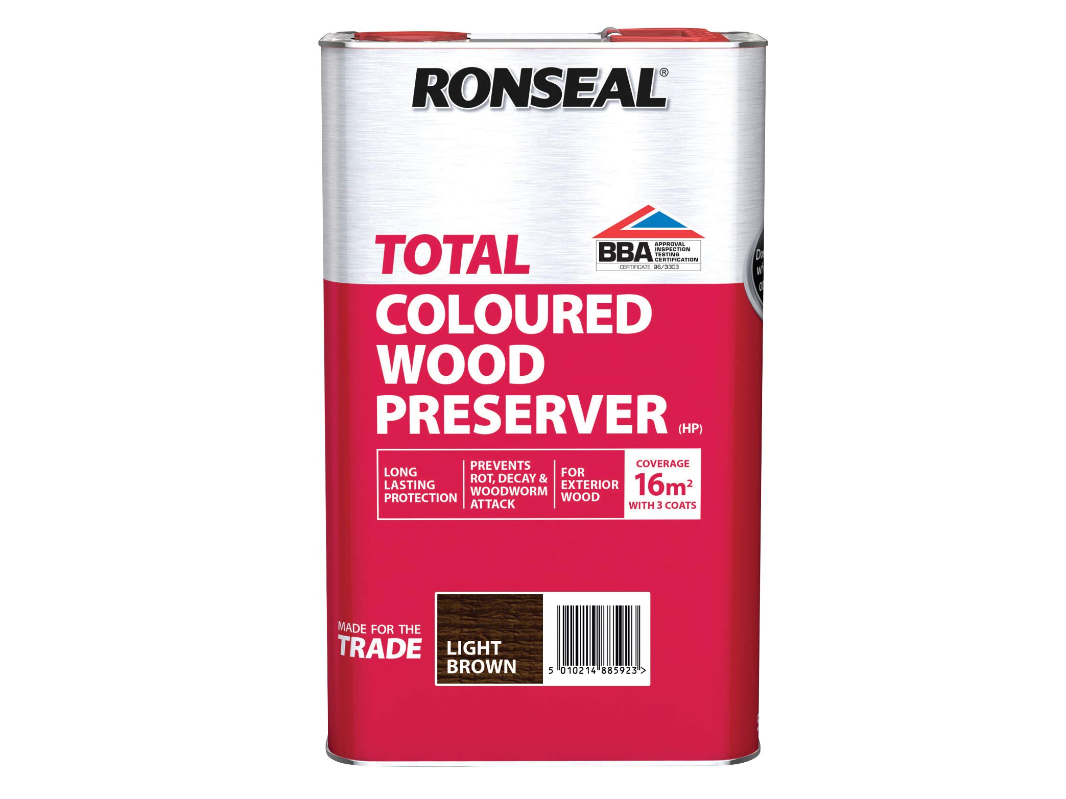 Ronseal RSLTTWPLB5L Trade Total Wood Preserver Light Brown 5 Litre