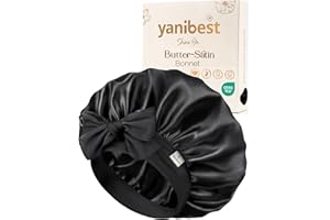 Yanibest Adjustable Satin Bonnet for Sleeping, Double Layer Silk Hair Bonnet with Tie Band for Unisex Women Men Curly Natural