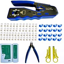 thumbnail image 2 of RJ45 Crimp Tool Kit With Pass-Through Connectors - Complete Networking Set For Cat6/Cat5e Cables 2 of 12