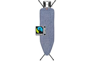 Brabantia Size B Ironing Board (49x15 in) 7 Height Options, Adjustable Steam Iron Rest Holder (Denim Blue) Non-Slip Feet, Anti-Collapse Child Locks