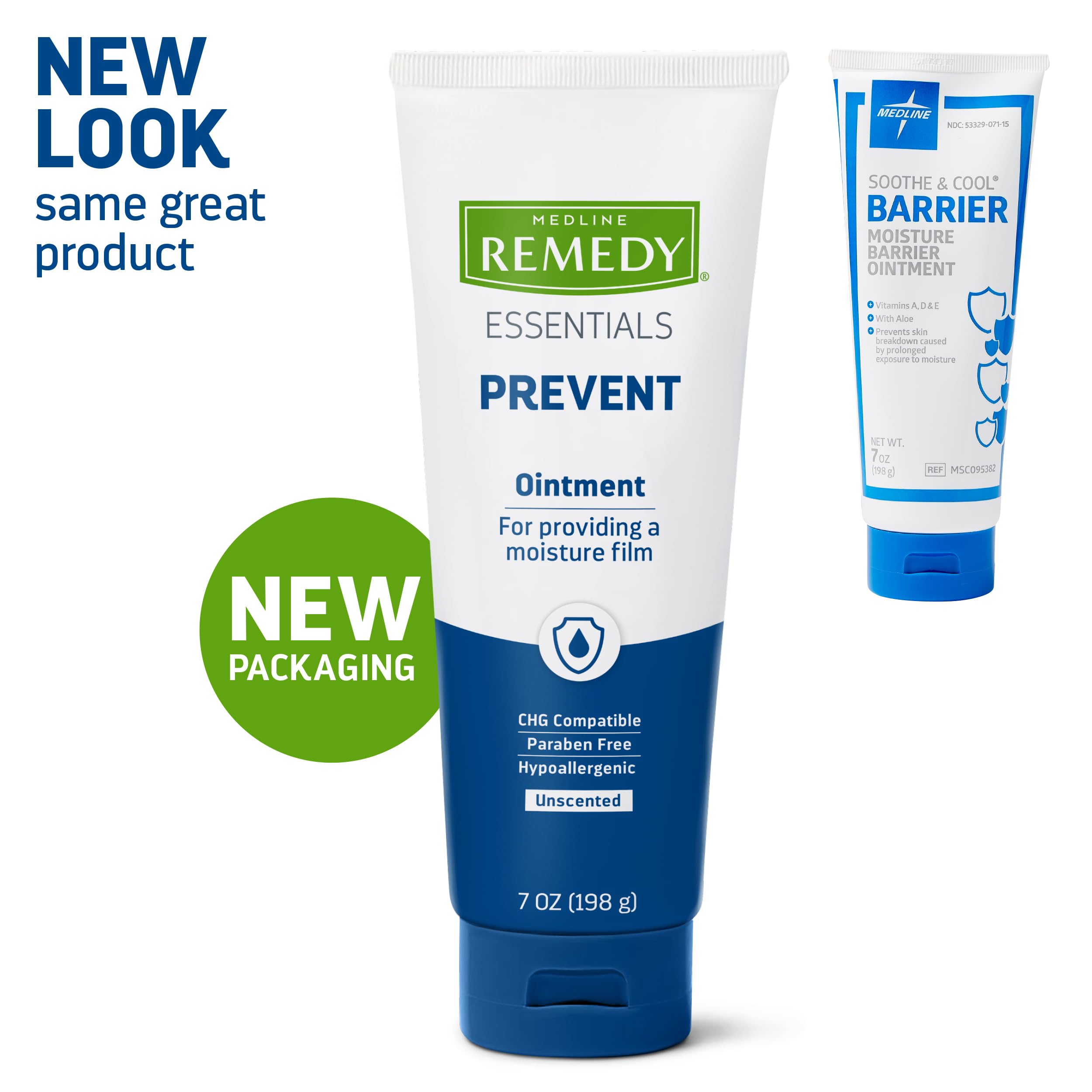 Medline Remedy Essentials Ointment (7 oz Tube), Unscented, Moisturizing Breathable Film, Aloe, Vitamins A, D & E, Soothing Incontinence Care for Adults & Elderly, Hypoallergenic, Paraben Free