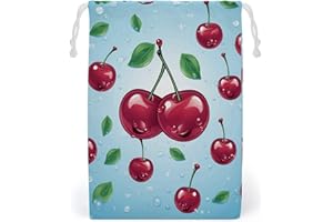 Cherry Drawstring Storage Bag, Reusable & Stylish Jewelry Pouch, Small Canvas Storage Bag for Travel, Jewelry, Gift, 20 * 25c