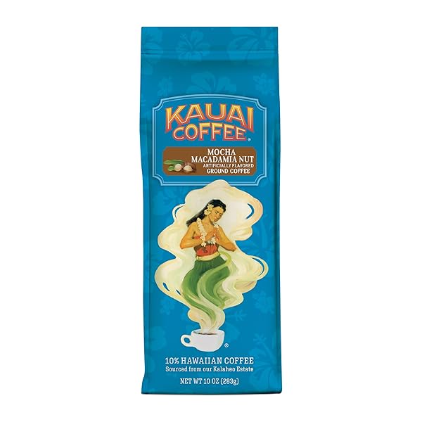 KAUAI COFFEE MOCHA MACADAMIA NUT, MEDIUM ROAST – GROUND COFFEE, 10 OZ PACKAGE