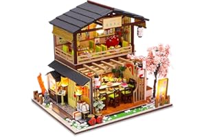 GuDoQi DIY Miniature Dollhouse Kit, Tiny House kit with Furniture, Miniature House Kit 1:24 Scale Japanese Style Shop, Great Handmade Crafts Gift for Birthday Mother's Day