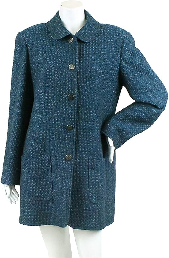Amazon シャネル Chanel ツイード コート 長袖 アウター ブルー サイズ 38 97a レディース 中古 コート ジャケット 通販