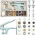 YUSBUTON Snap Button Kit - Metal & Plastic Snap Buttons with Fastener Pliers Tool Kit for Leather & Fabric - 140PCS Snap Buttons for Clothes, (5 Color) 2024 (140 Sets)