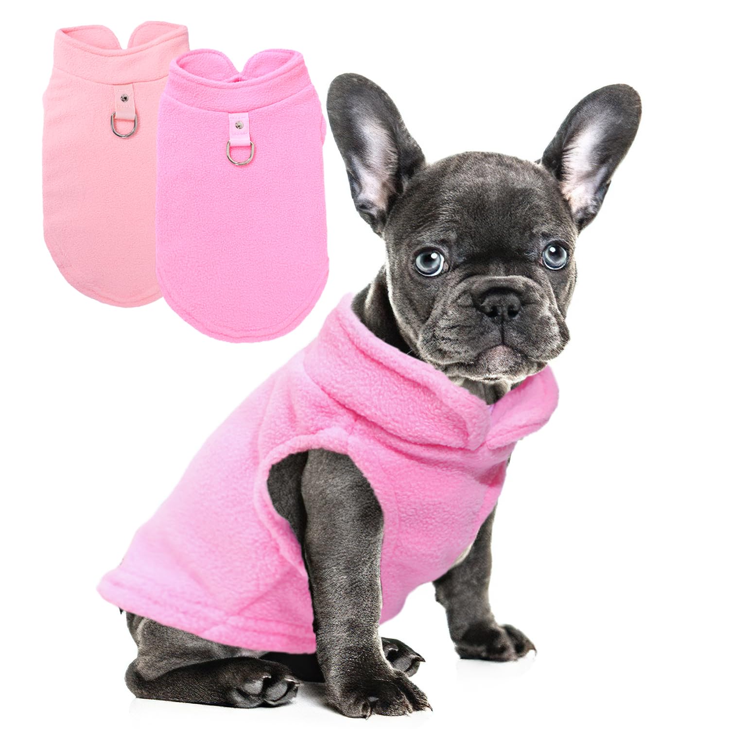 Photo 1 of 2 Pack Dog Sweaters for Small Dogs Girl Boy Winter Warm Pet Sweater Thick Clothes Coat Vest Fleece Dog Sweater with Leash Ring for Chihuahua, French Bulldog, Dachshund Large(12-18lbs)