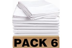 ACTEB Bulk Flat Sheets Only Full Size 6 Pack Basic White Bed Top Line Flat Sheet Soft Breathable Color Coded Hem Threads for Hotel Bedding Wholesale 81x96 inches