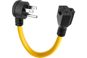 PURCOPPER [4-in-1] Right Angle 12AWG 15 Amp Household AC Plug to 20 Amp T Blade Adapter, 90-Degree Heavy Duty Male to Female Power Extension Cord 1 Feet, Nema 5-15P to 5-15R,5-15P to 5-20R,5-15P to 6-15R/6-20R