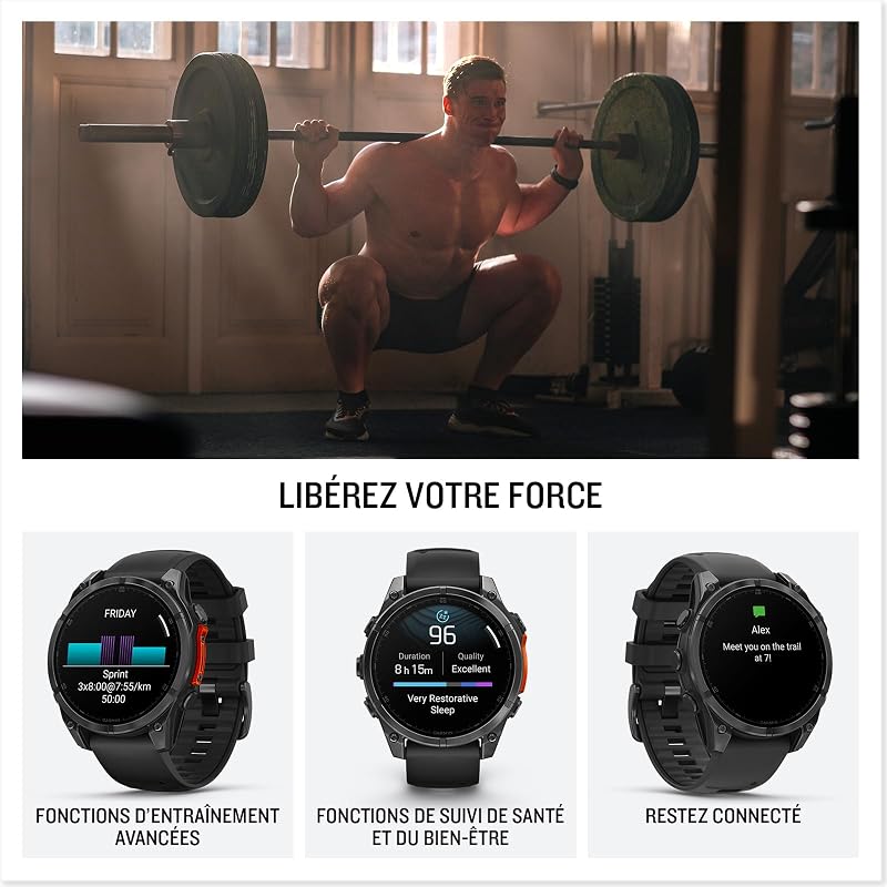 fēnix 8, Montre GPS Multisports AMOLED, Acier Grey/Noir, 47mm