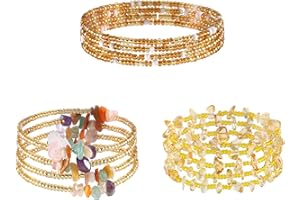ELABEST African Crystal Waist Beads for Women Stretching 3Pcs Stone Belly Beads Colorful Handmade Beaded Waist Jewelry Accessories Body Chain