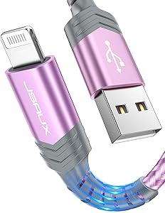 iPhone Charger Cable (6ft / 1.8m), JSAUX [ Apple MFi Certified] Lightning Cable Nylon Braided USB Fast Charging Cord Compatible with iPhone 11 Xs Max X XR 8 7 6s 6 Plus SE 5 5s, iPad, iPod - Purple