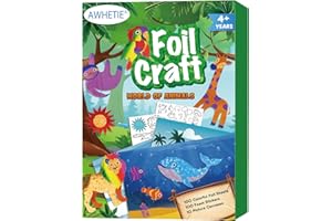 AWHETIE Animals Foil Craft for Kids,No Mess Arts Creative Activity Toys Art and Crafts for Kids,Birthday Gifts Crafts for Girls&Boys Ages 4, 5, 6, 7, 8, 9