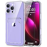 MZELQ Compatible with iPhone 16 Pro Max Case TPU Card Holder Wallet Cover,Camera Protection + Screen Protector Soft Card Slot Phone Case -Clear