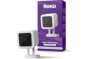 Roku Outdoor Camera for Home Security - IP65 Weather Resistant Wired Security Camera with 1080p HD Night Vision, Works with Alexa & Google, Motion & Sound Detection - 90-Day Subscription Included