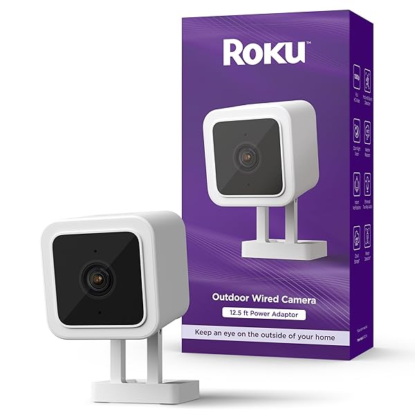 ROKU OUTDOOR CAMERA FOR HOME SECURITY – IP65 WEATHER RESISTANT WIRED SECURITY CAMERA WITH 1080P HD NIGHT VISION, WORKS WITH ALEXA & GOOGLE, MOTION & SOUND DETECTION – 90-DAY SUBSCRIPTION INCLUDED